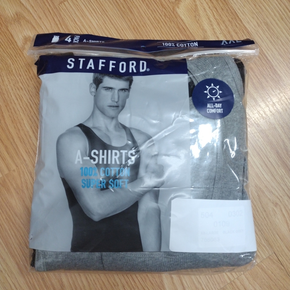 Stafford A Shirts Cotton Black/Grey 4 Pack (XXL)